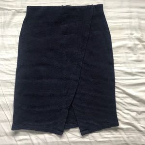 Navy blue asymmetrical hem skirt